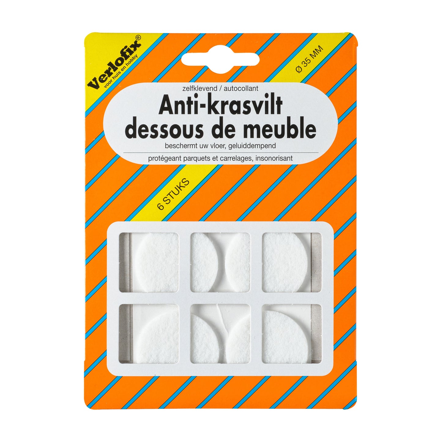 Verlofix anti-krasvilt Ø35mm wit 6x