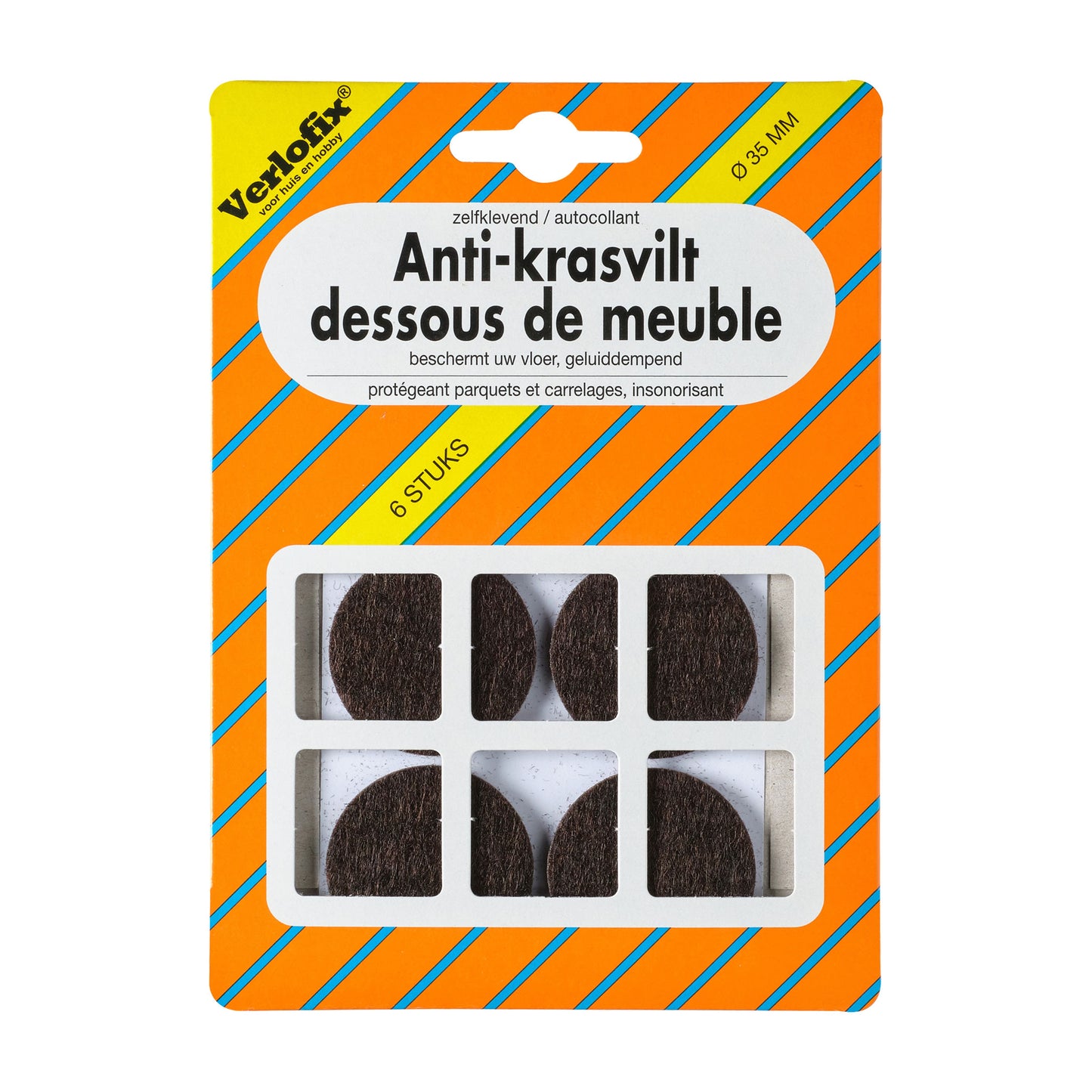 Verlofix anti-krasvilt Ø35mm bruin 6x