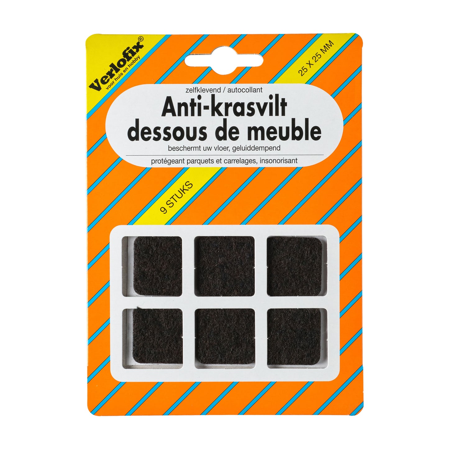 Verlofix Anti-Krasvilt 25x25mm Bruin 9 Stuks