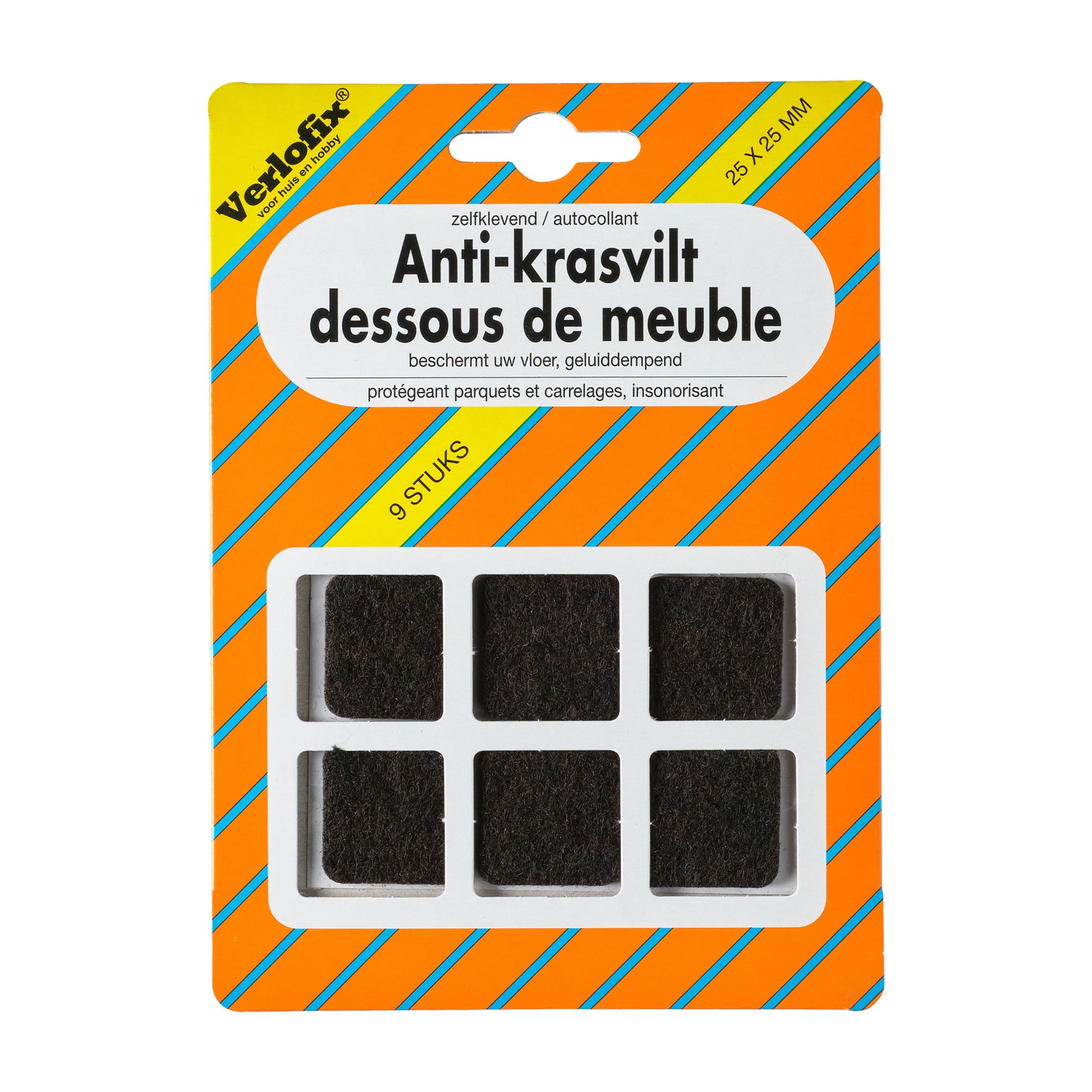 Verlofix Anti-Krasvilt 25x25mm Bruin 9 Stuks
