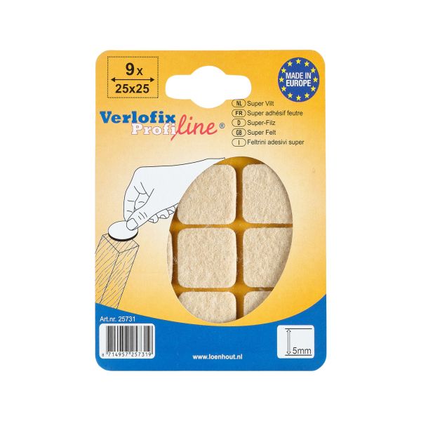 Verlofix Supervilt 25x25mm beige 9x
