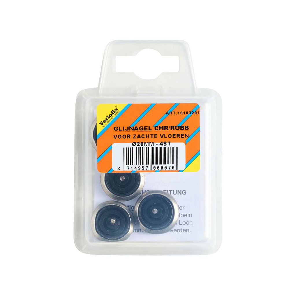 Verlofix glijnagel chroom/rubber diameter 20 mm