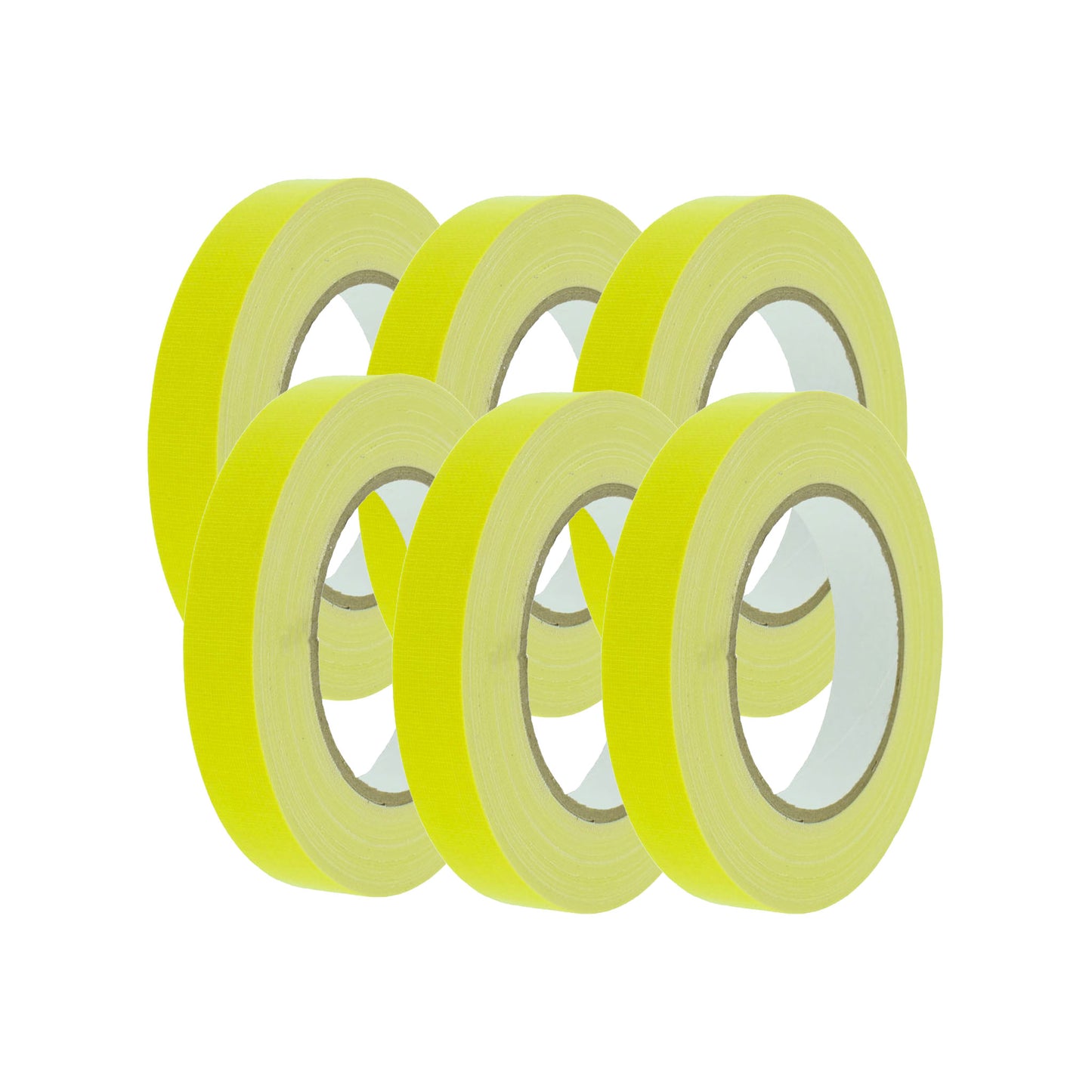 Gaffer tape fluor geel 19mm 6 rollen