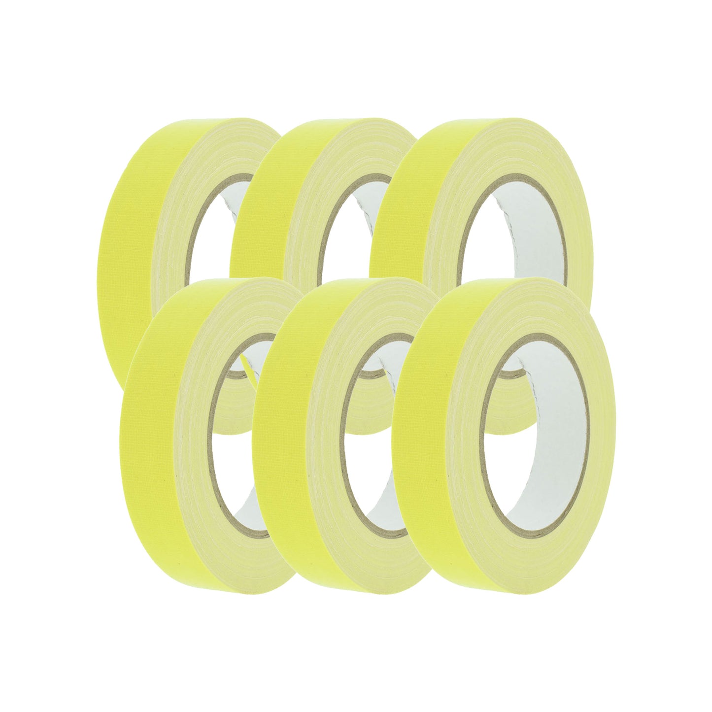 Gaffer tape fluor geel 25mm 6 rollen