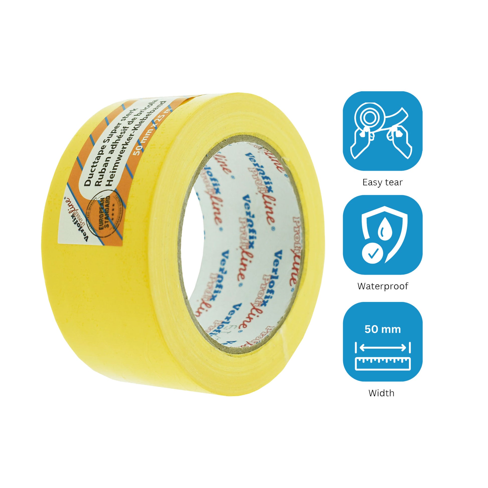 Verlofix Duct tape geel waterproof