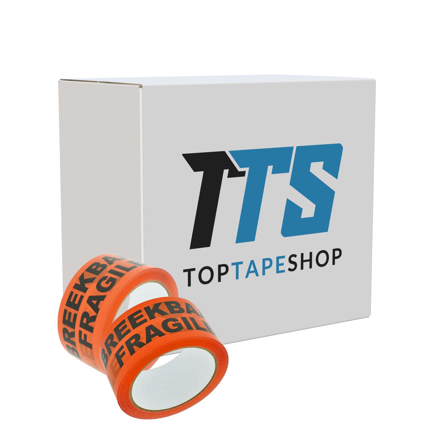 Verpakkingstape Breekbaar-Fragile oranje/zwart doos