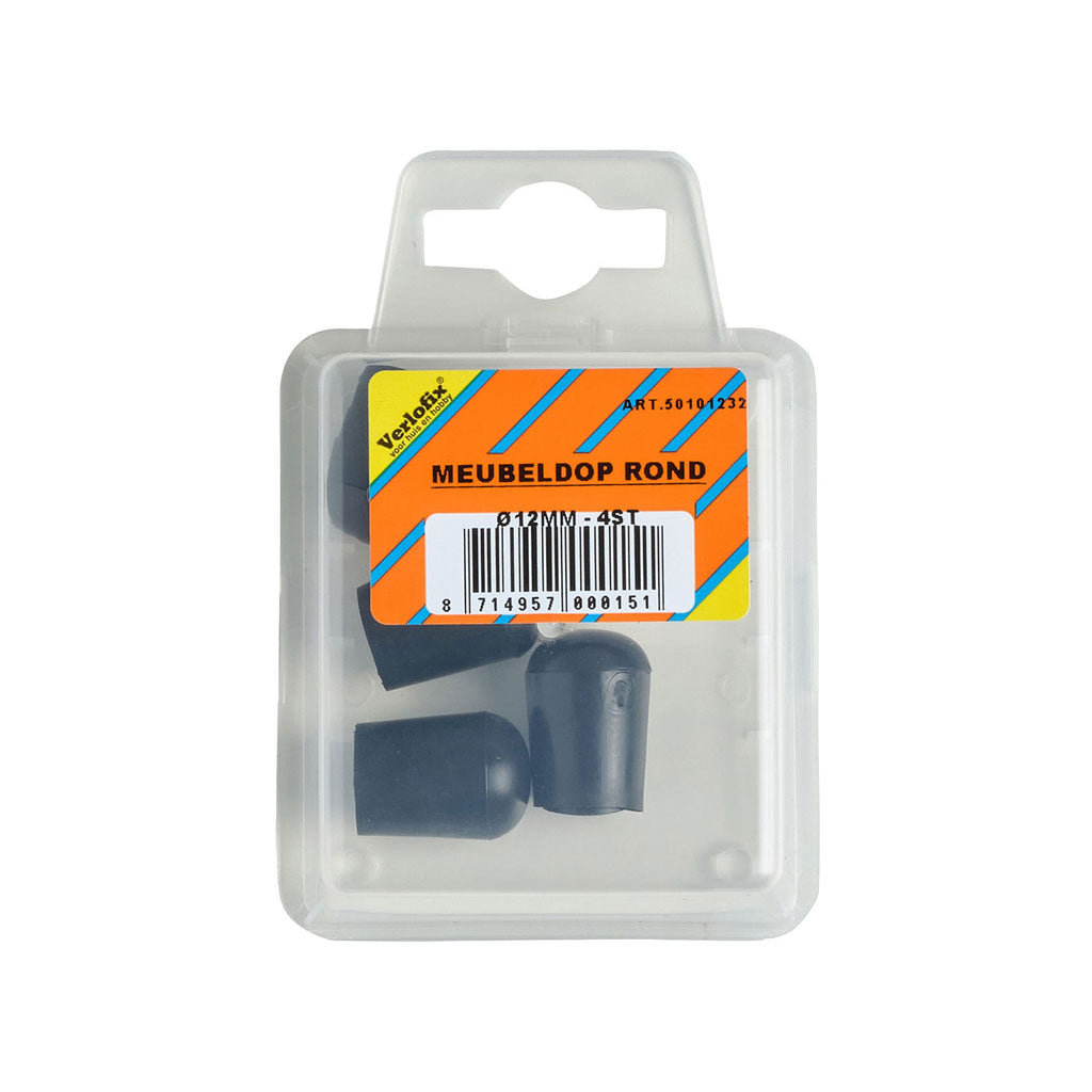 Verlofix meubeldop Ø12mm zwart 4x
