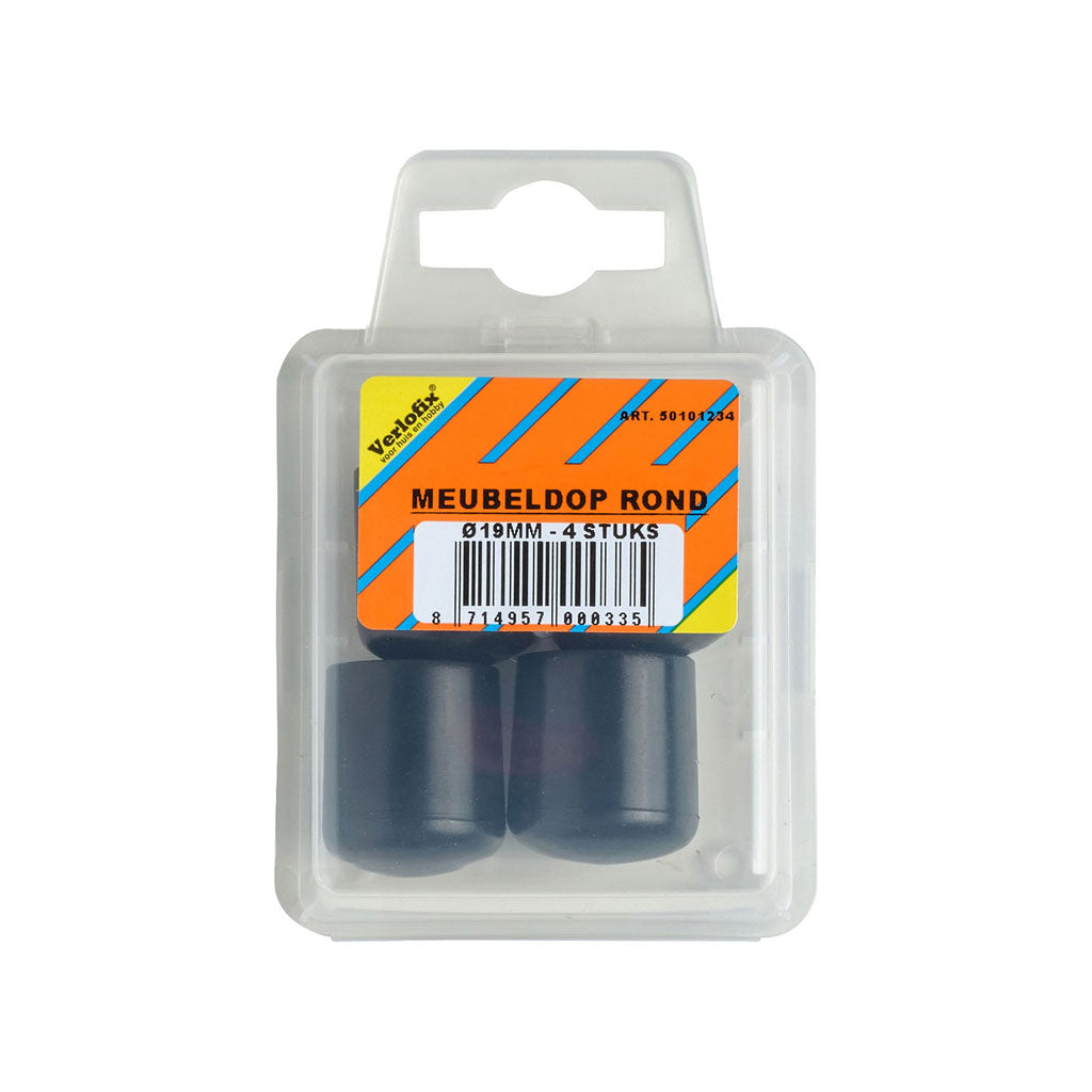 Verlofix meubeldop Ø19mm zwart 4x