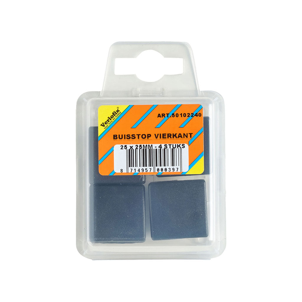 Verlofix buisstop 25x25mm zwart 4x