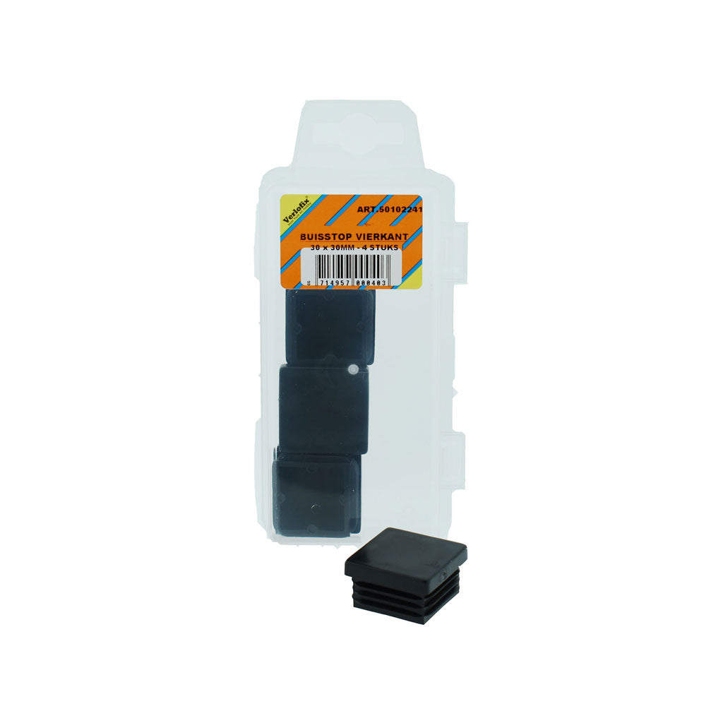 Verlofix buisstop 30x30mm zwart 4x