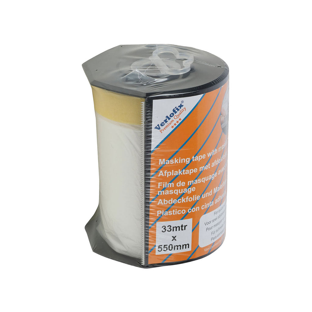 Verlofix maskingtape+folie 550mmx33mtr met dispenser