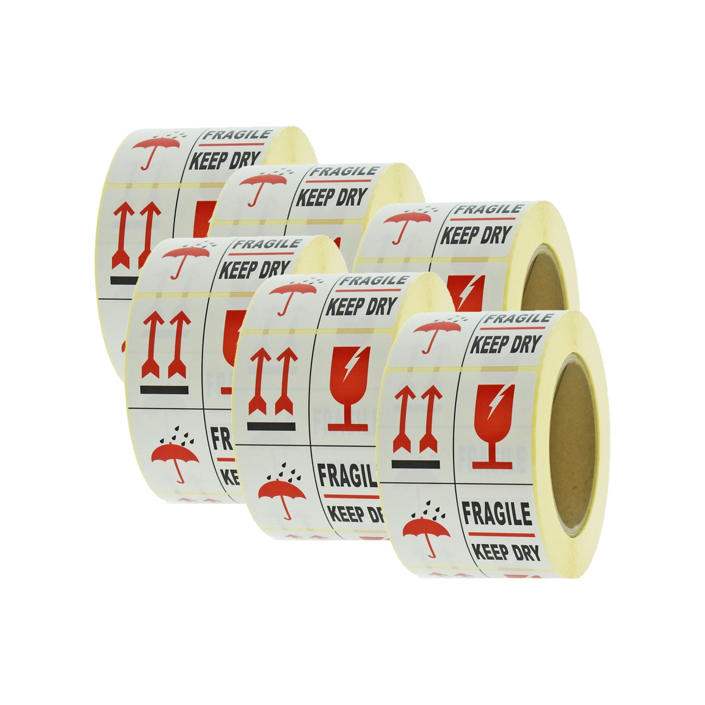 Waarschuwingsetiketten – Fragile / Keep Dry 6 rollen