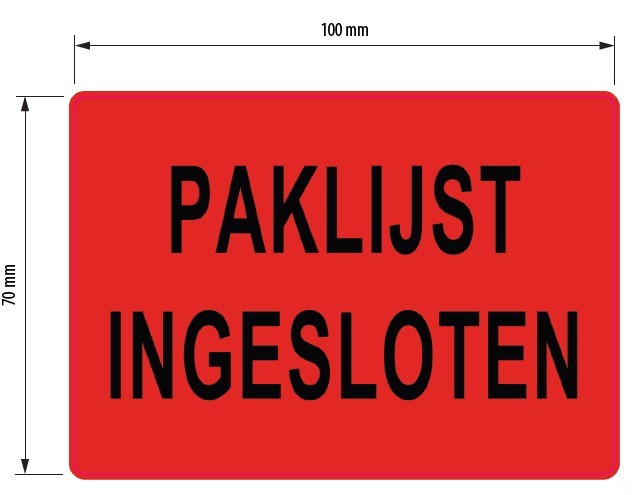 Waarschuwingsetiketten – Paklijst Ingesloten