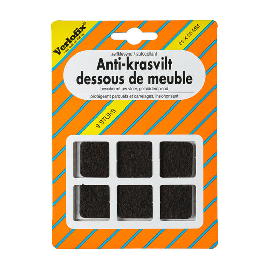 Verlofix Anti-Krasvilt 25x25mm Bruin 9 Stuks
