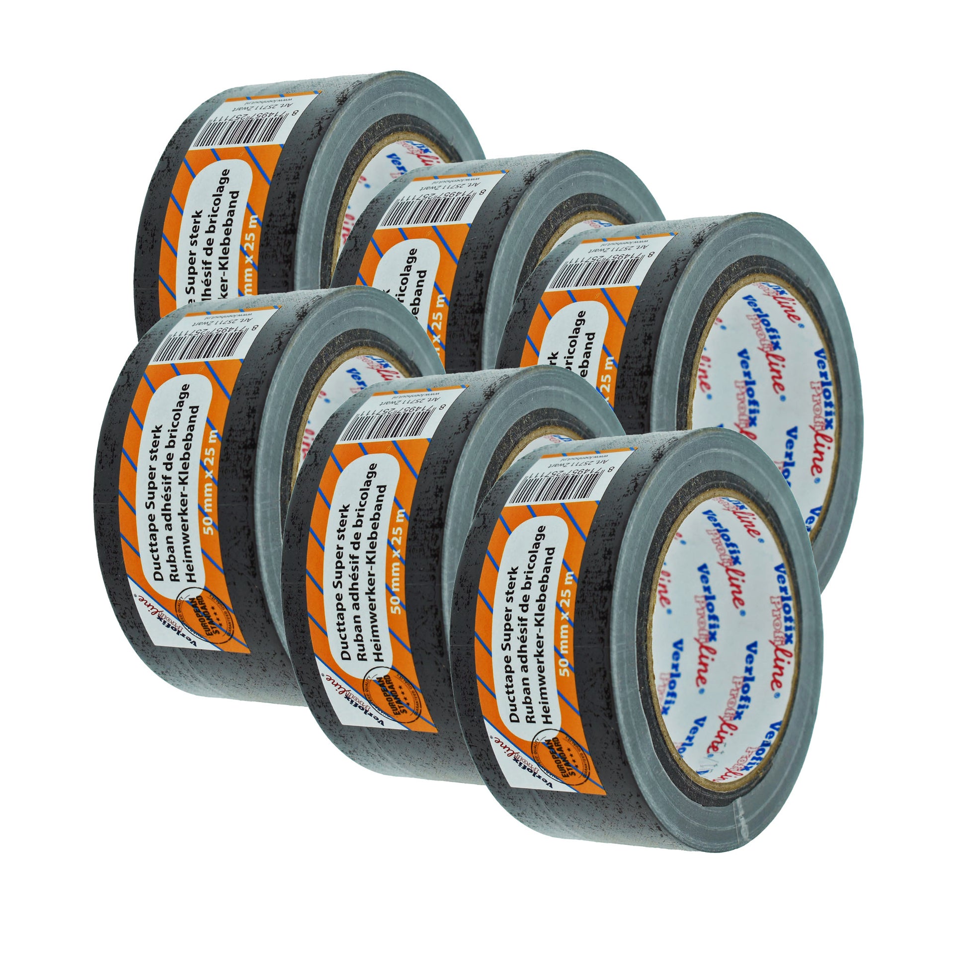Verlofix Duct tape zwart 50mm x 25m aanbieding 6 stuks
