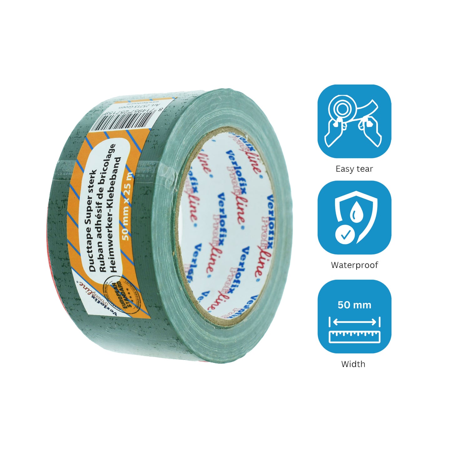 Verlofix Duct tape groen waterproof handscheurbaar