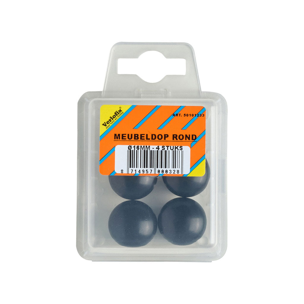 Verlofix meubeldop Ø16mm zwart 4x