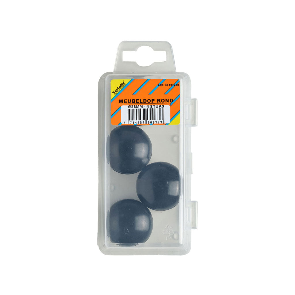 Verlofix meubeldop Ø28mm zwart 4x