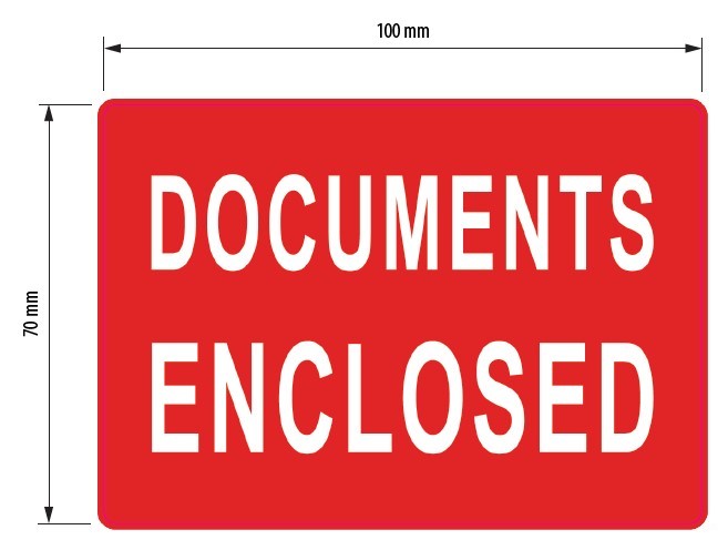 Waarschuwingsetiketten – Documents Enclosed - afmeting