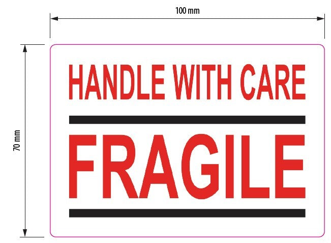 Waarschuwingsetiketten – Handle With Care - Afmeting